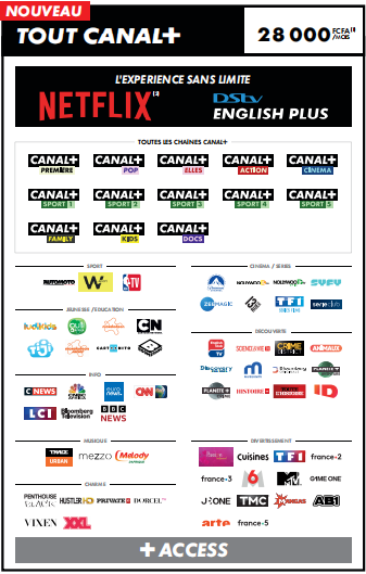 TOUT CANAL+ – 28 000 FCFA / mois
